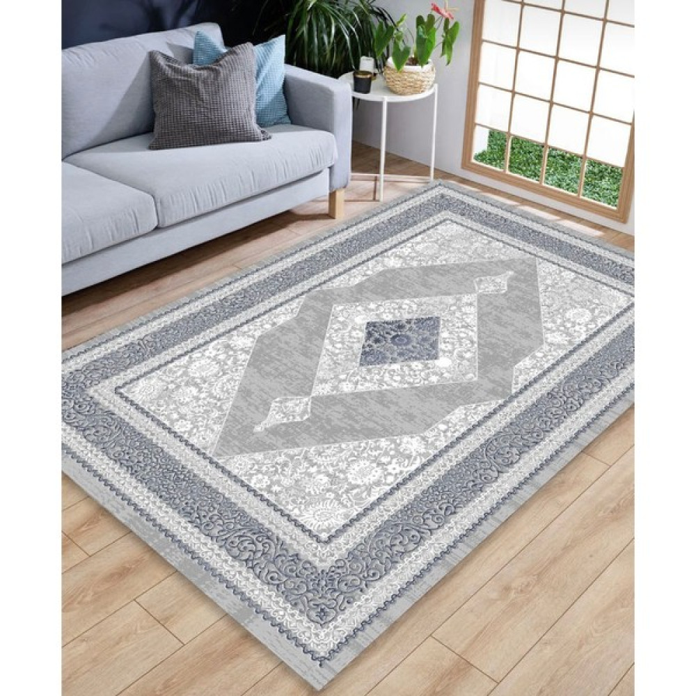 Zeyhan Tekstil Geometrik Desen Süngerli Çitf Lastikli Kaymaz Leke Tutmaz Halı Örtüsü - 200 x 300 cm - Renkli Salon & Oturma Odası Tekstili Fiyatı