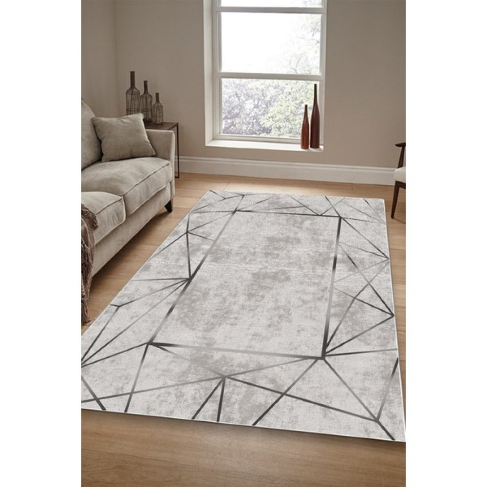Zeyhan Tekstil Platin Desen Süngerli Lastikli Kaymaz Su Geçirmez Halı Örtüsü - 200 x 300 cm - Gri Salon & Oturma Odası Tekstili Fiyatı