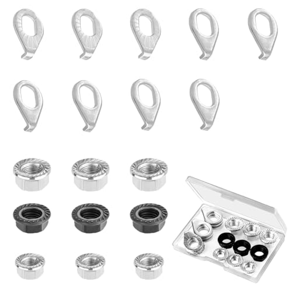 ZEYIYER 18 PCS Bicycle Axle Nuts with Safety Washers, M8 M9.5 M10 Bike Wheel Axle Nut, Bike Parts Accessories for Most Front Rear Mountain Road City Bike Wheel