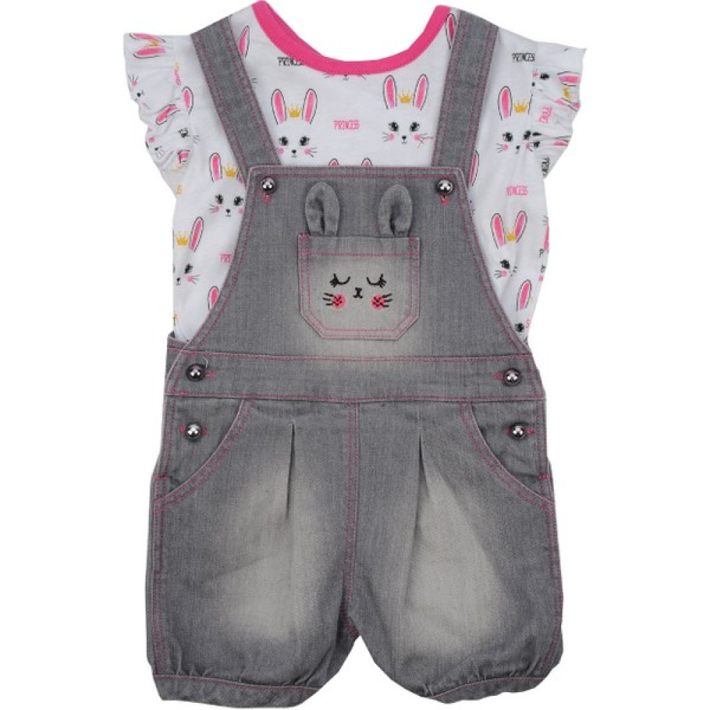 Zeyland Kız Bebek Fuşya Tavşanlı Salopet ve T-Shirt Takım (6 - 24 Ay) Bebek Giysi Takım Fiyatı