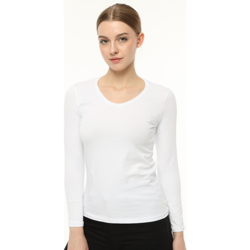 Zeymer Basic Comfort Pamuklu V Yaka Uzun Kollu Tişört Bayan T-shirt Fiyatı