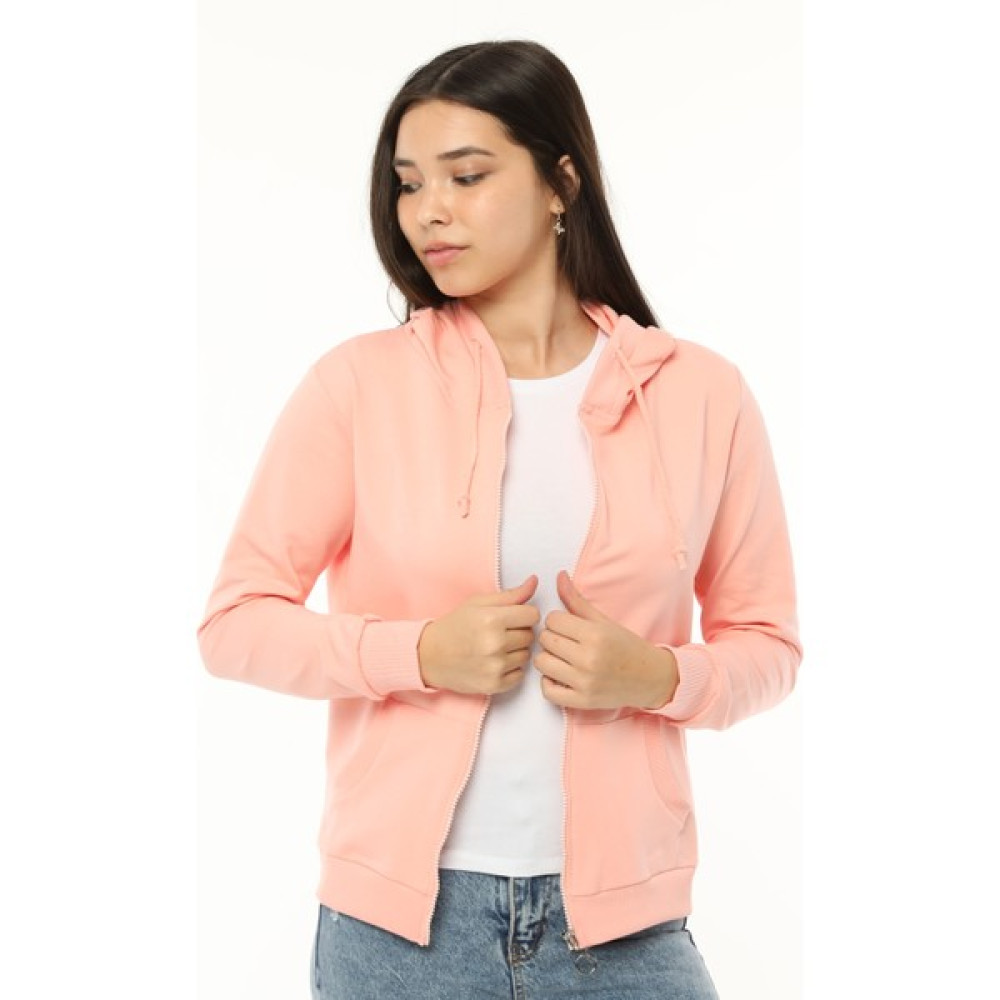 Zeymer Basic Iki Iplik Önü Fermuarlı Kapüşonlu Sweatshirt Bayan Sweatshirt Fiyatı