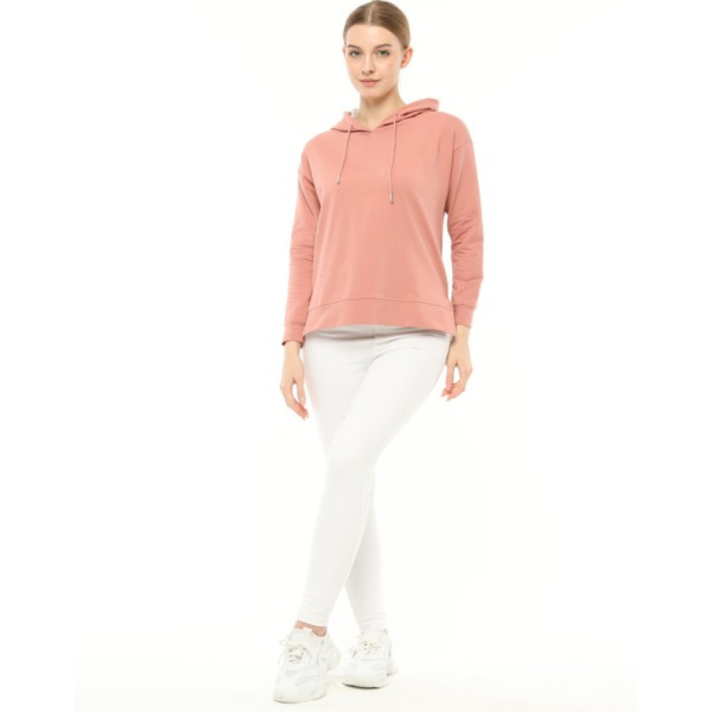 Zeymer Basic Iki Iplik Yanı Yırtmaçlı Kapüşonlu Sweatshirt Bayan Sweatshirt Fiyatı