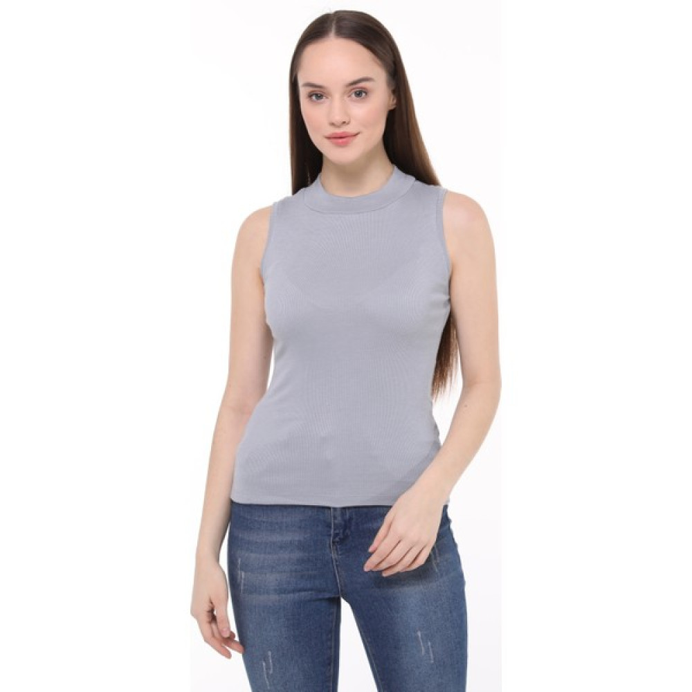 Zeymer Basic Viskon Comfort Kumaş Yarım Dik Yaka Sıfır Kol Tişört Bayan T-shirt Fiyatı