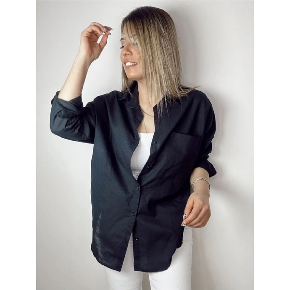 Zeynep Peri Butik Kadın Tek Cepli Oversize Keten Gömlek Kadın Gömlek Fiyatı
