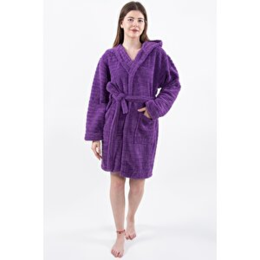Zeynep Tekstil Comfy | Kapşonlu Wellsoft Peluş Bornoz Sabahlık | Robdeşambr Kadın Bornoz Mor 11 Bornoz Fiyatı