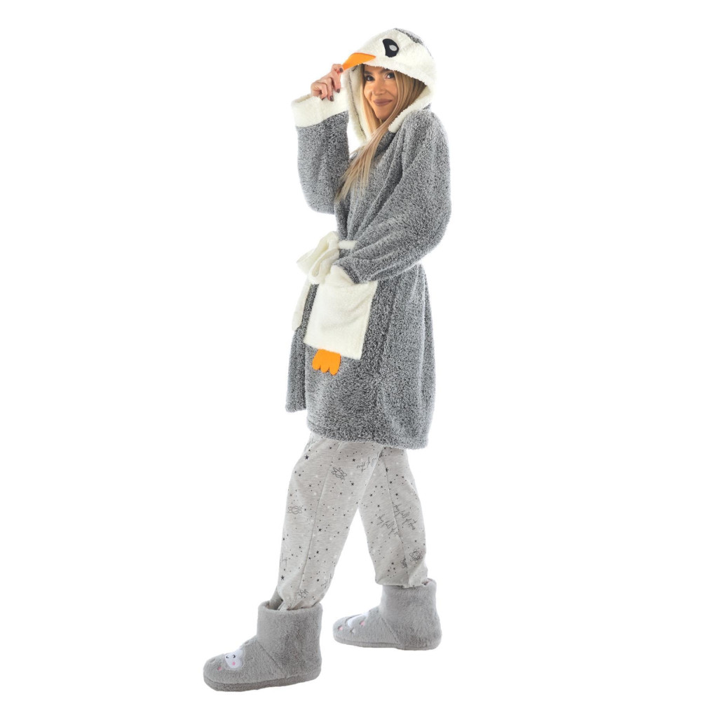 Zeynep Tekstil Penguen Nakışlı Kapşonlu Wellsoft Bornoz L/XL Beden Bornoz Fiyatı