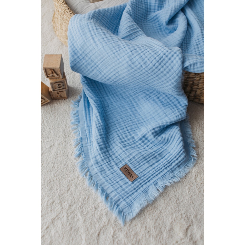 Zeypba Bebek Mavisi 4Katlı Müslin Battaniye 110x110cm %100 Pamuk 4 Katlı Müslin Bebek Battaniye Müslin Battaniye Çocuk Müslin Örtü AĞIZ MENDİLİ HEDİYE Bebek Battaniyesi Fiyatı
