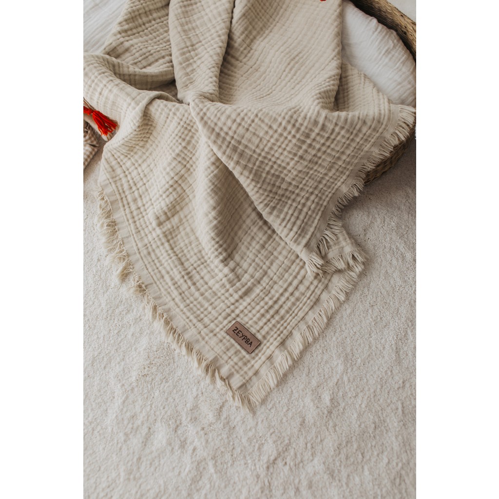 Zeypba Bej 4 Katlı Müslin Battaniye 110x110cm 4 Katlı Müslin Bebek Battaniye %100 Pamuk Müslin Battaniye Çocuk Müslin Örtü Bebek Battaniyesi Fiyatı
