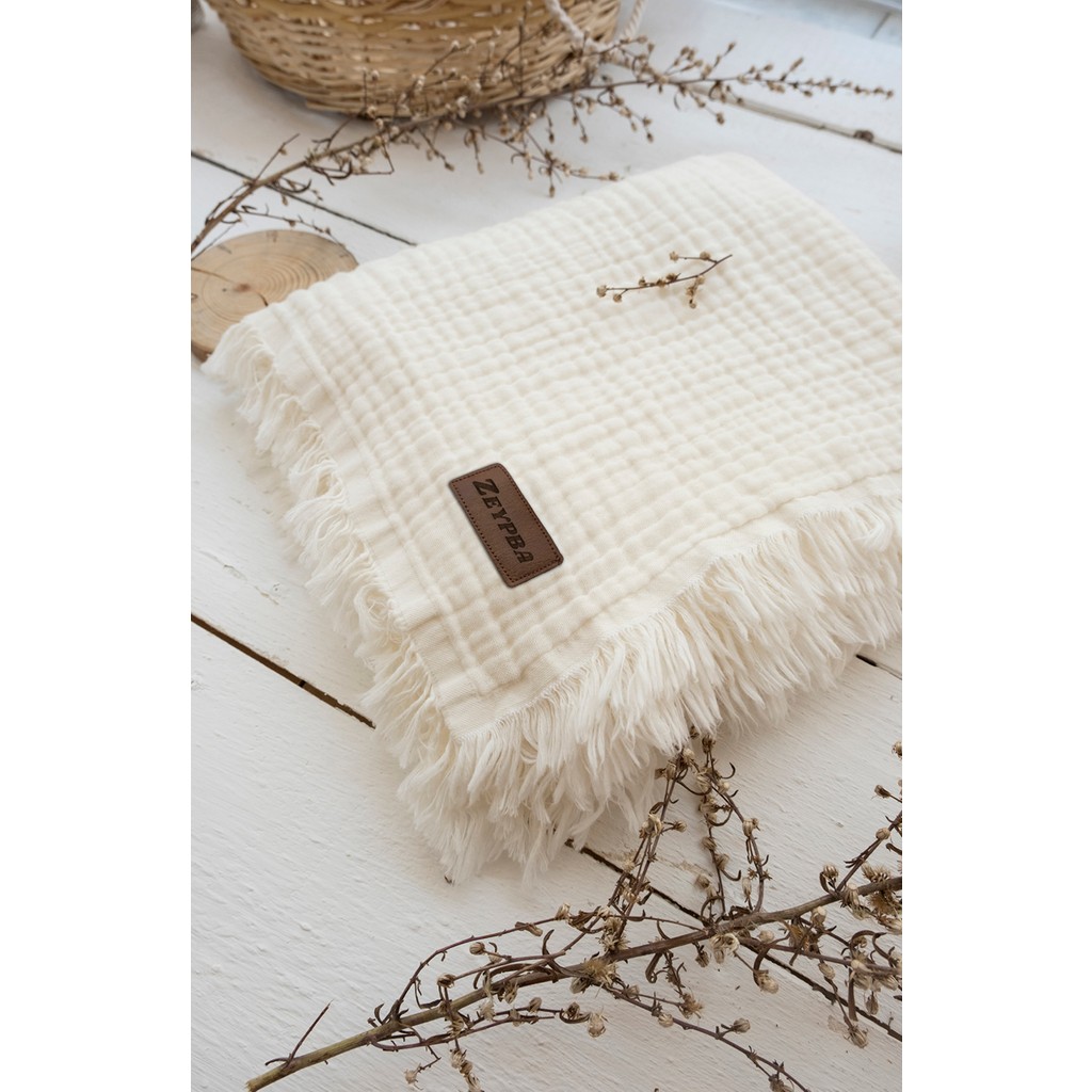 Zeypba Ekru 4 Katlı Müslin Battaniye 110x110cm 4 Katlı Müslin Bebek Battaniye Müslin Battaniye Çocuk Müslin Örtü %100 Pamuk Bebek Battaniyesi Fiyatı