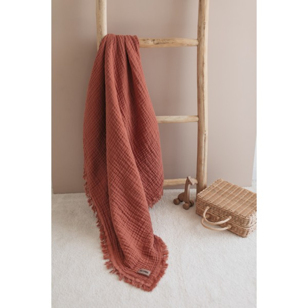 Zeypba Kiremit 4 Katlı Müslin Bebek-Çocuk Battaniyesi %100 Pamuk 110x110cm - 110 x 110 cm Bebek Battaniyesi Fiyatı
