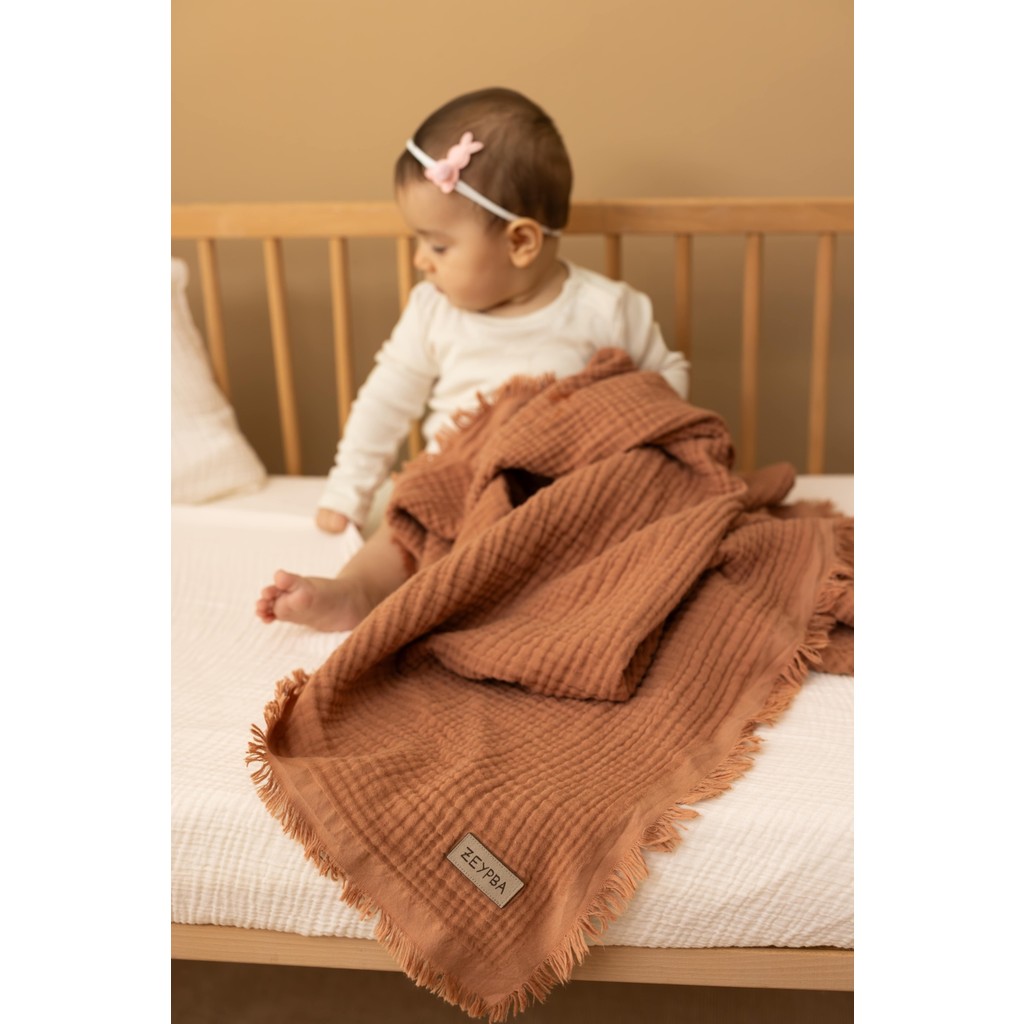 Zeypba Mocha 4 Katlı Müslin Battaniye 110x110cm 4 Katlı Müslin Bebek Battaniye %100 Pamuk Müslin Battaniye Çocuk Müslin Örtü Bebek Battaniyesi Fiyatı