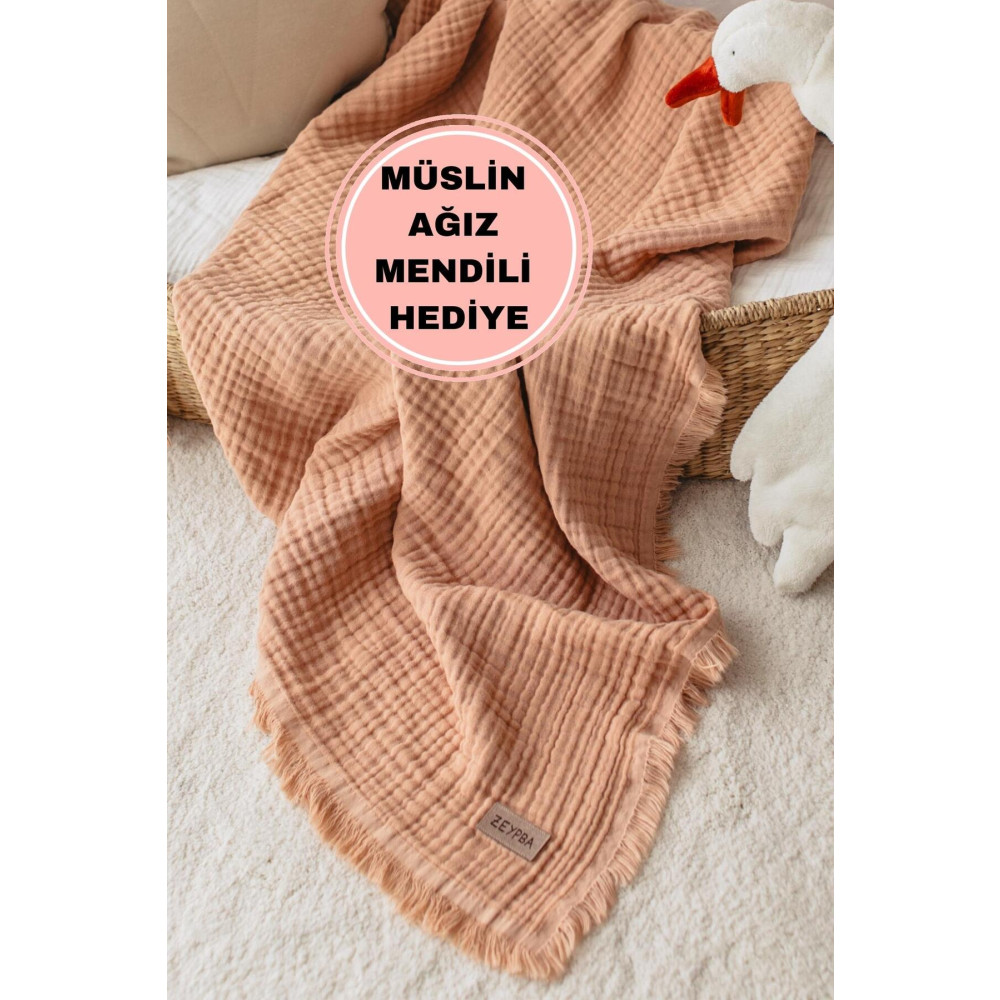 ZEYPBA Somon 4katlı Müslin Battaniye Pamuksu Yumuşaklık Bebek &çocuk Müslin Örtü %100 Pamuk /110x110cm Bebek Giyim-Tekstil Fiyatı