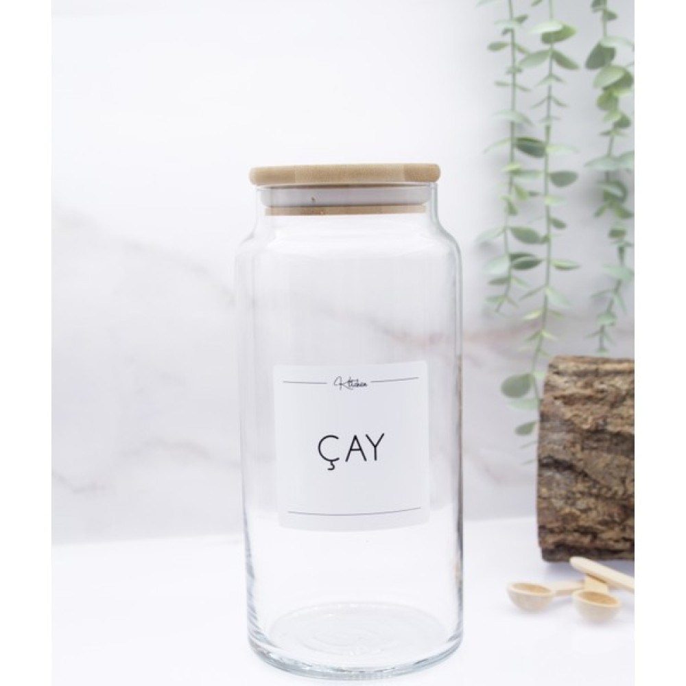 Zeze Desing Bambu Kapaklı Cam Çay Saklama Kavanozu 1300 ml Saklama Kapları Fiyatı