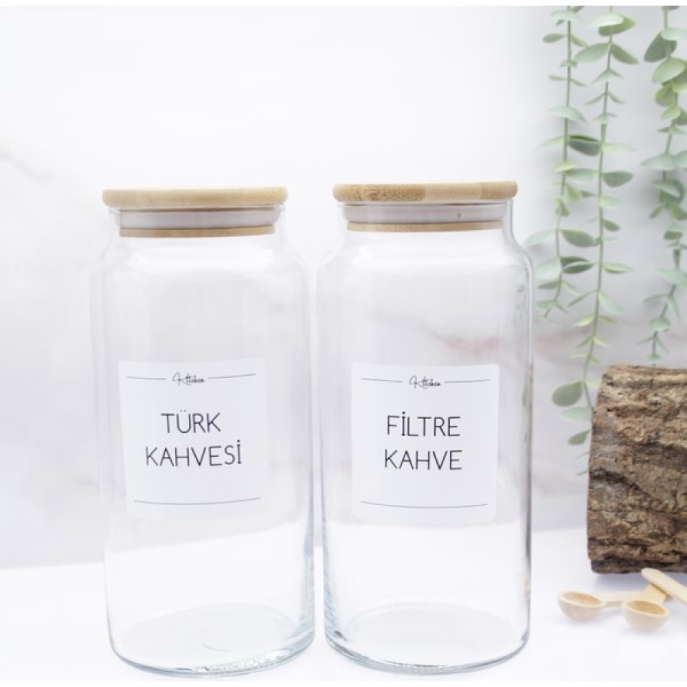 Zeze Desing Bambu Kapaklı Cam Türk Kahvesi-Filtre Kahve Saklama Kavanozu 1300 ml Saklama Kapları Fiyatı