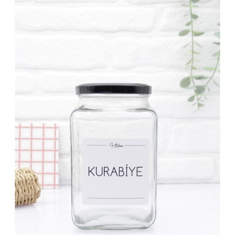 Zeze Desing Siyah Kapaklı Cam Kurabiye Saklama Kavanozu 1000 ml Saklama Kapları Fiyatı