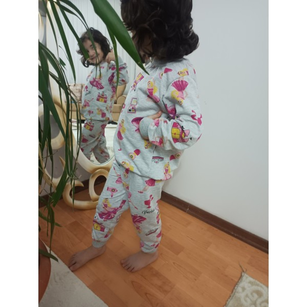 Zeze Gri Pembe Kız Çocuk İkili Takım Kışlık Kız Çocuk Giyim Takımı Fiyatı
