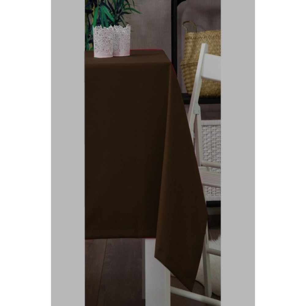 Zeze Home Kahverengi Dertsiz Leke Tutmaz Duck Kumaş Masa Örtüsü - Kahve - 140 x 140 cm Masa Örtüsü Fiyatı