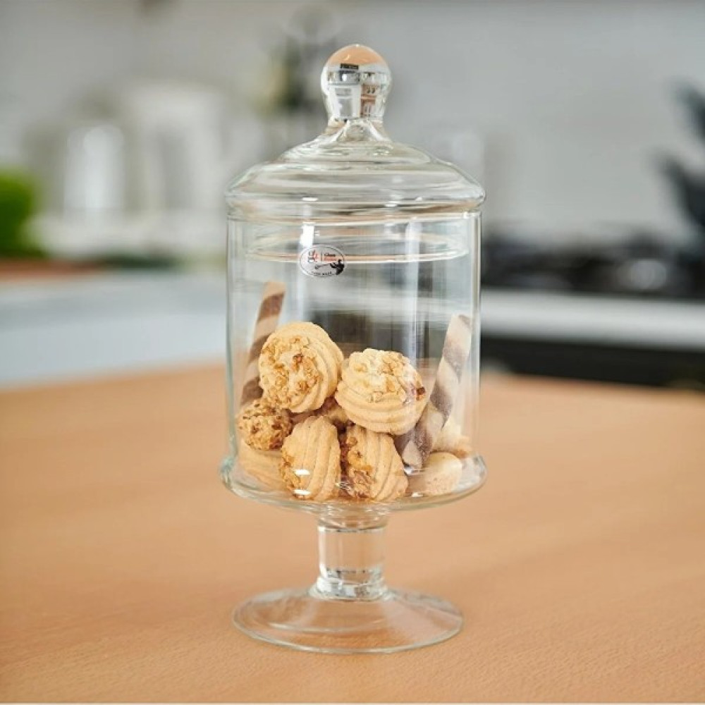 Zeze Home Şekerlik, Çerezlik, Kurabiyelik 12 x 23 cm - Ayaklı Cam Saklama Kabı - 1 Adet Saklama Kapları Fiyatı