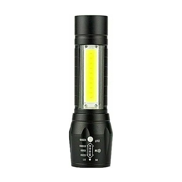 ZFN Ayarlanabilir Güçlü USB Şarjlı El Feneri Kutulu Çakarlı Kamp Feneri Avcılık Feneri + Cob LED Lamba - Siyah Kamp Malzemeleri Fiyatı