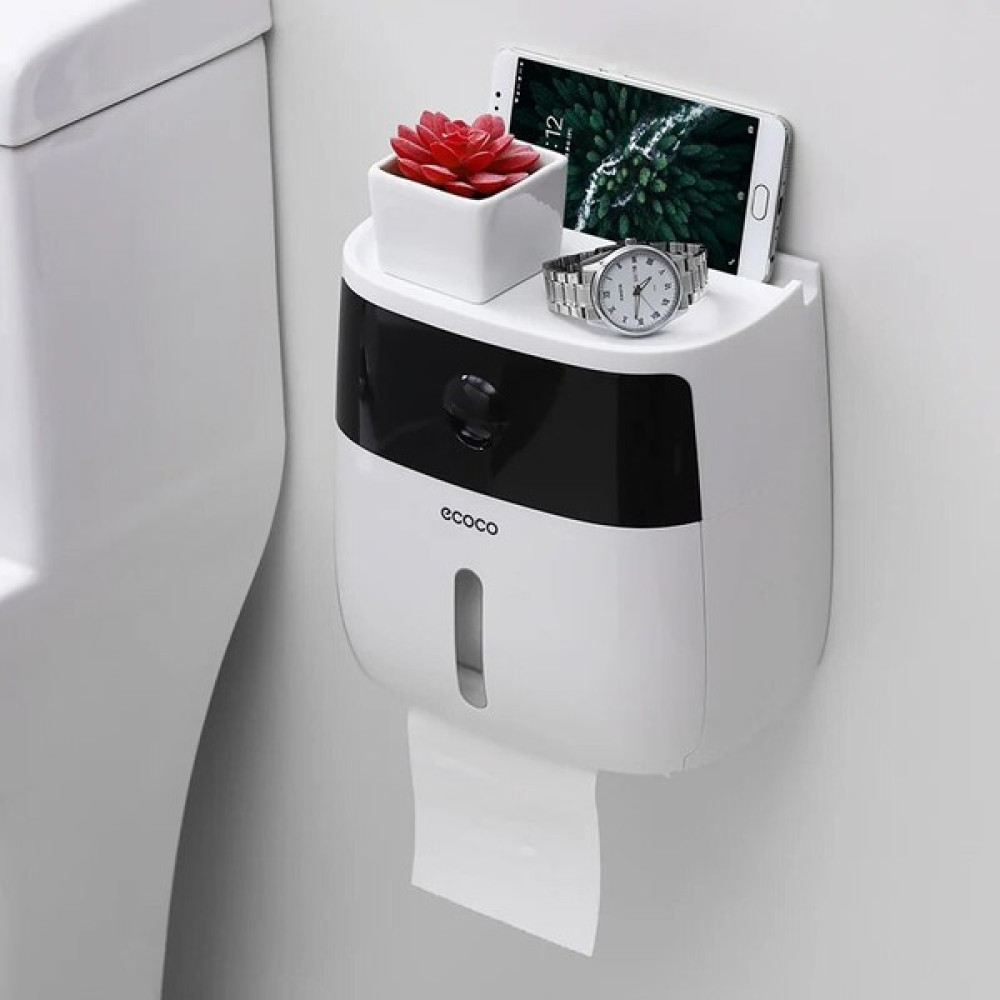 Zhaowen Shop Siyah Stil Su Geçirmez Tuvalet Kağıdı Tutacağı Plastik Kağıt Havluluk Duvara Monte Banyo Rafı Saklama Kutusu Taşınabilir Tuvalet Kağıd... Tuvalet Kağıtlığı Fiyatı
