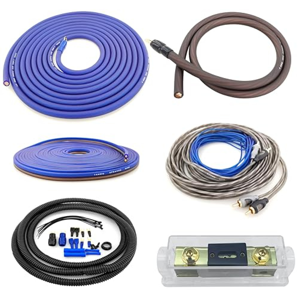 Zhevrax 4 Gauge 100% Copper OFC Complete Amplifier Wiring Kit | True Spec 4 AWG (American Wire Guage) for Automotive Car Audio Subwoofer Amp Install (incl Power Ground Cable RCA Speaker Remote Wires)