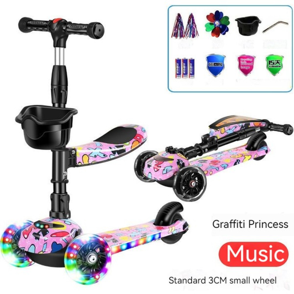 Zhouxue Bebek Kayar Katlanır Parıltılı Çark - Müzik Graffiti Prenses Parıltılı Çark (Yurt Dışından) - Bebek Çocuk Bisikletleri Açık Hava, Deniz ve Spor Oyuncakları Fiyatı