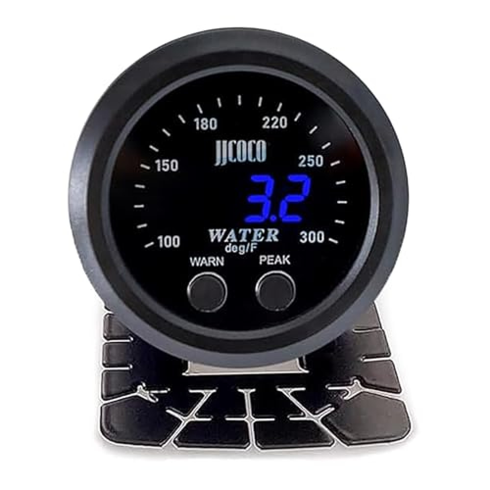 ZHSYMX Universal 2Inch(52mm) Water Temperature Gauge with Alarm and 1/8NPT Sensor Car Digital Meter Temp 100-300F(-17~187C) Blue Display