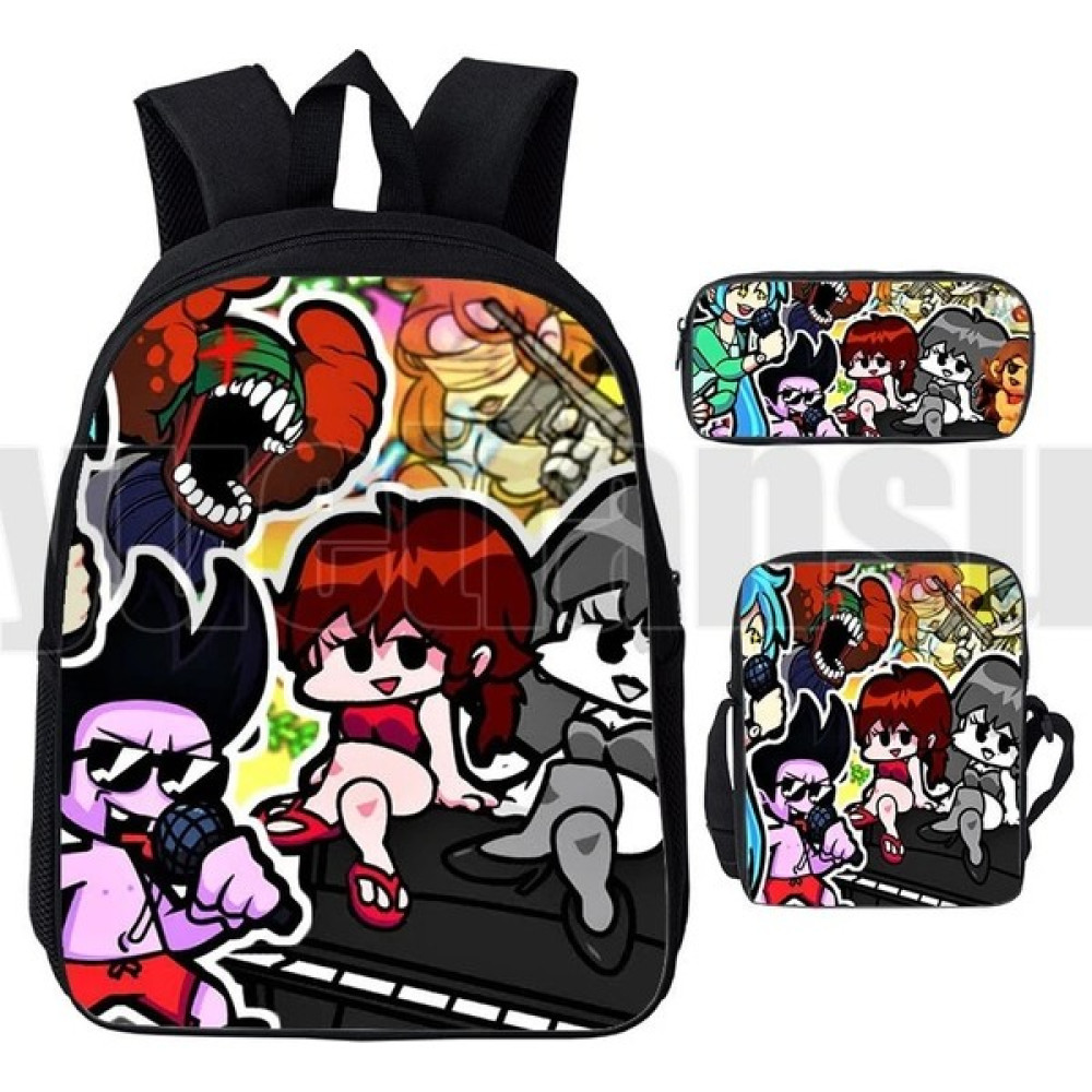 ZhuningShop3 FUNKIN17 Stili 3 Parça Takım 12 Inç Cuma Gecesi Funkin Çanta 3D Baskı Okul Çantaları Sıcak Oyun Sırt Çantası Erkek Kadın Anime Harajuk... Erkek Sırt Çantası Fiyatı