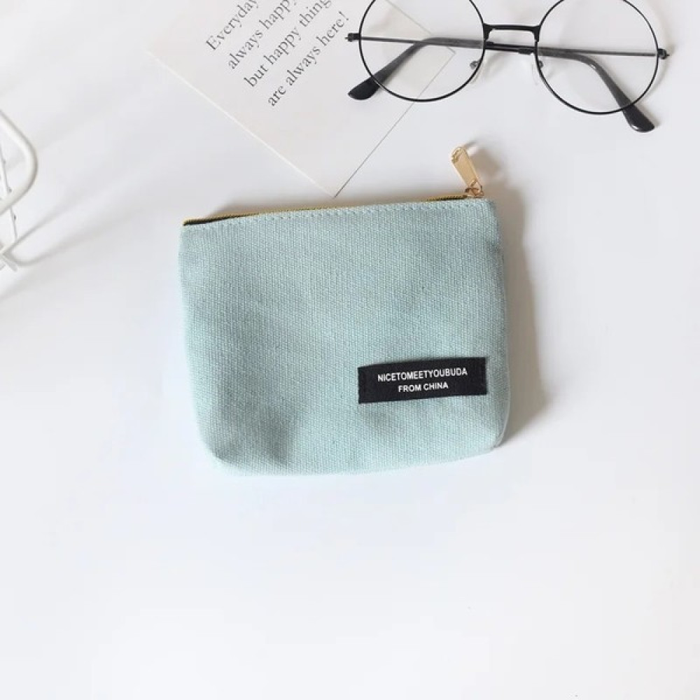 ZhuningShop3 Küçük Göl Mavisi Stili Düz Renk Bozuk Para Cüzdanı Tuval Mini Cüzdan Kore Tarzı Kadın Değişim Çanta Küçük Kare Cüzdan Para Çantası Bay... Erkek Cüzdan Fiyatı