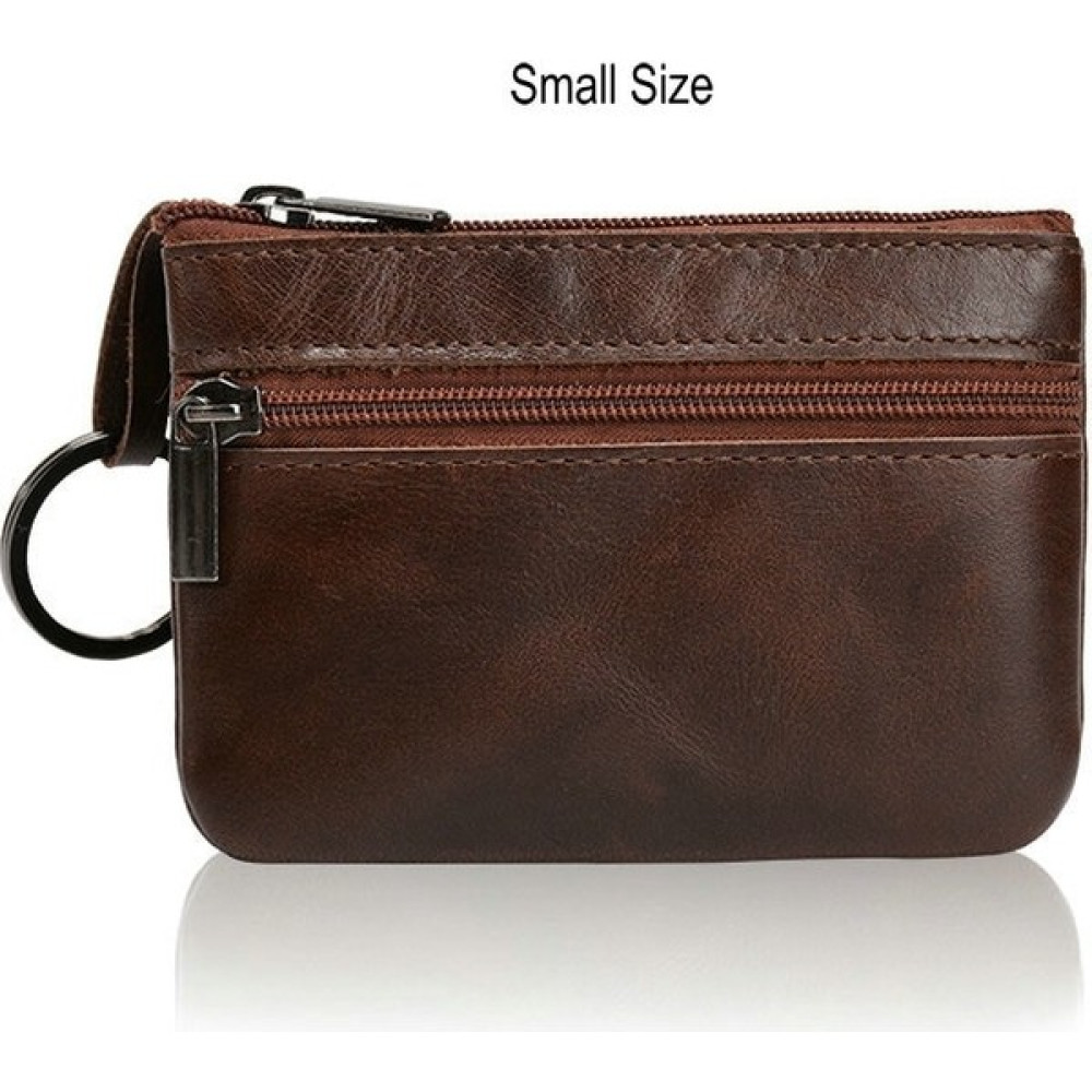 ZhuningShop3 Küçük Koyu Kahverengi Tarzı Genodern Vintage Çılgın At Deri Erkek Bozuk Para Cüzdanı Hakiki Deri Fermuarlı Bozuk Para Cüzdanı Retro An... Erkek Cüzdan Fiyatı