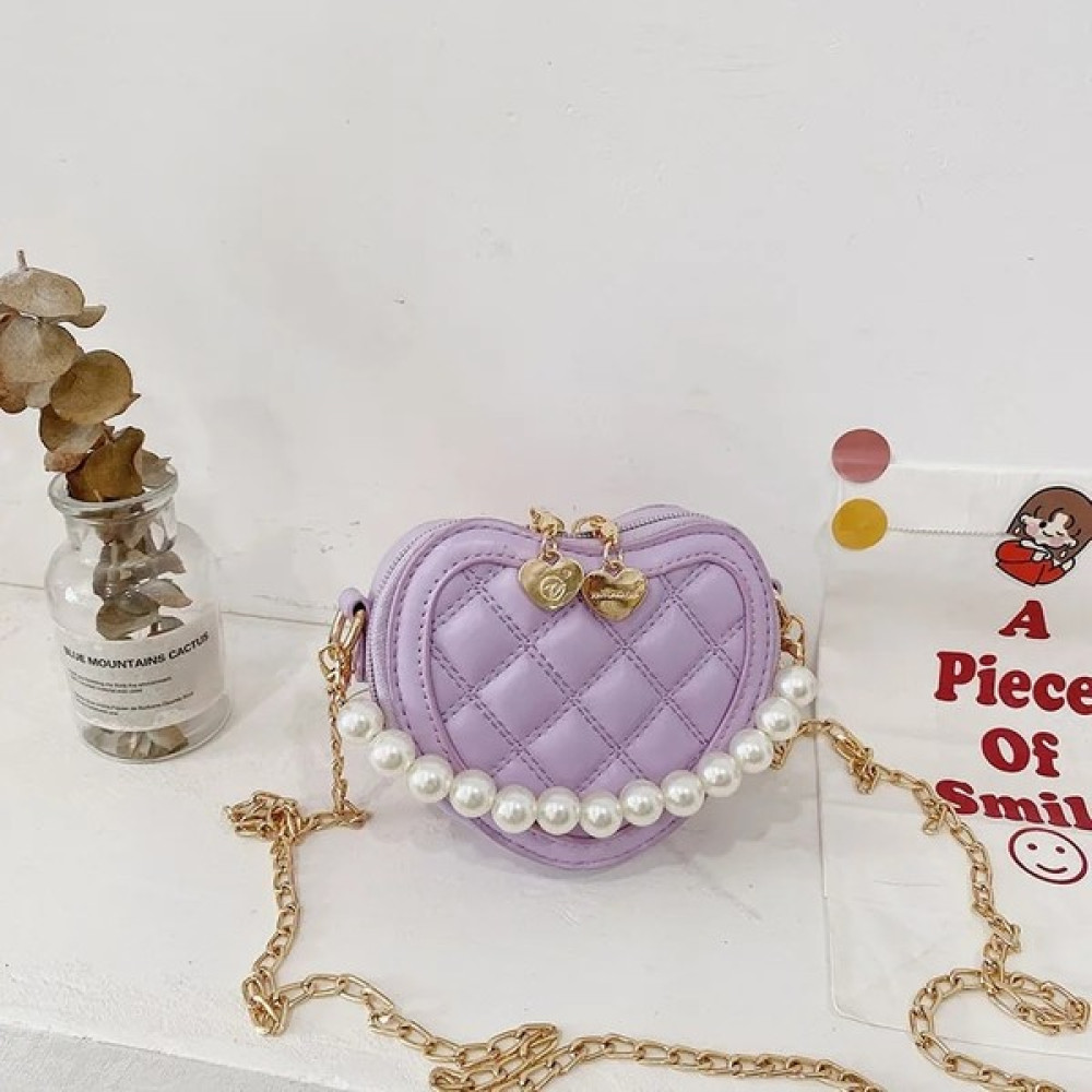 ZhuningShop3 Mor Tarzı Çocuklar Çantalar ve Çantalar Mini Kadınlar Için Crossbody Çanta Küçük Kalp Sikke Cüzdan Kılıfı Bebek Kız Parti Inci El Çant... Erkek Cüzdan Fiyatı