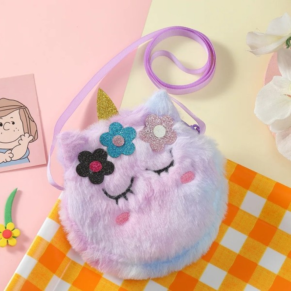 ZhuningShop3 Mor Tarzı Kadın Karikatür Unicorn Peluş Bozuk Para Cüzdanı Kız Cüzdan Çanta Crossbody Çanta Sling Para Değişim Kartı Para Tutucu Kılıf... Erkek Cüzdan Fiyatı