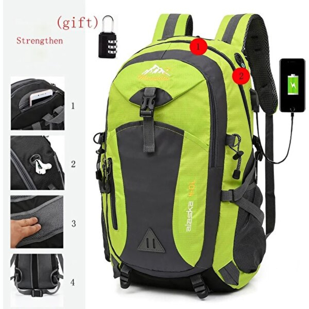 ZhuningShop3 Stil 2 Yeşil Stil 40L Su Geçirmez USB Şarj Tırmanma Sırt Çantası Erkekler Bisiklet Spor Çantaları Unisex Dağcılık Sırt Çantaları Erkek... Erkek Sırt Çantası Fiyatı