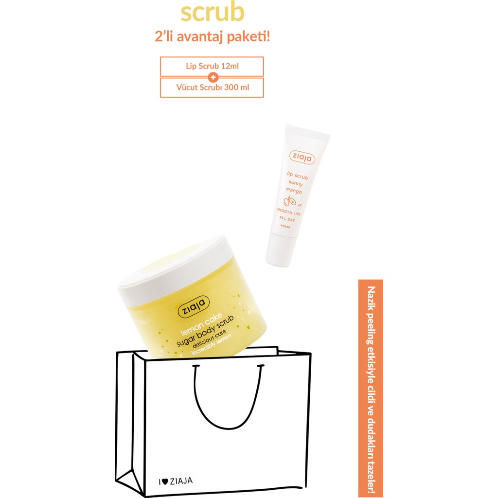 Ziaja Vücut & Dudak Scrub Bakımı 2'li Avantajlı Set - Lemon Cake Şekerli Vücut Scrub + Sunny Mango Lip Scrub Diğer Fiyatı
