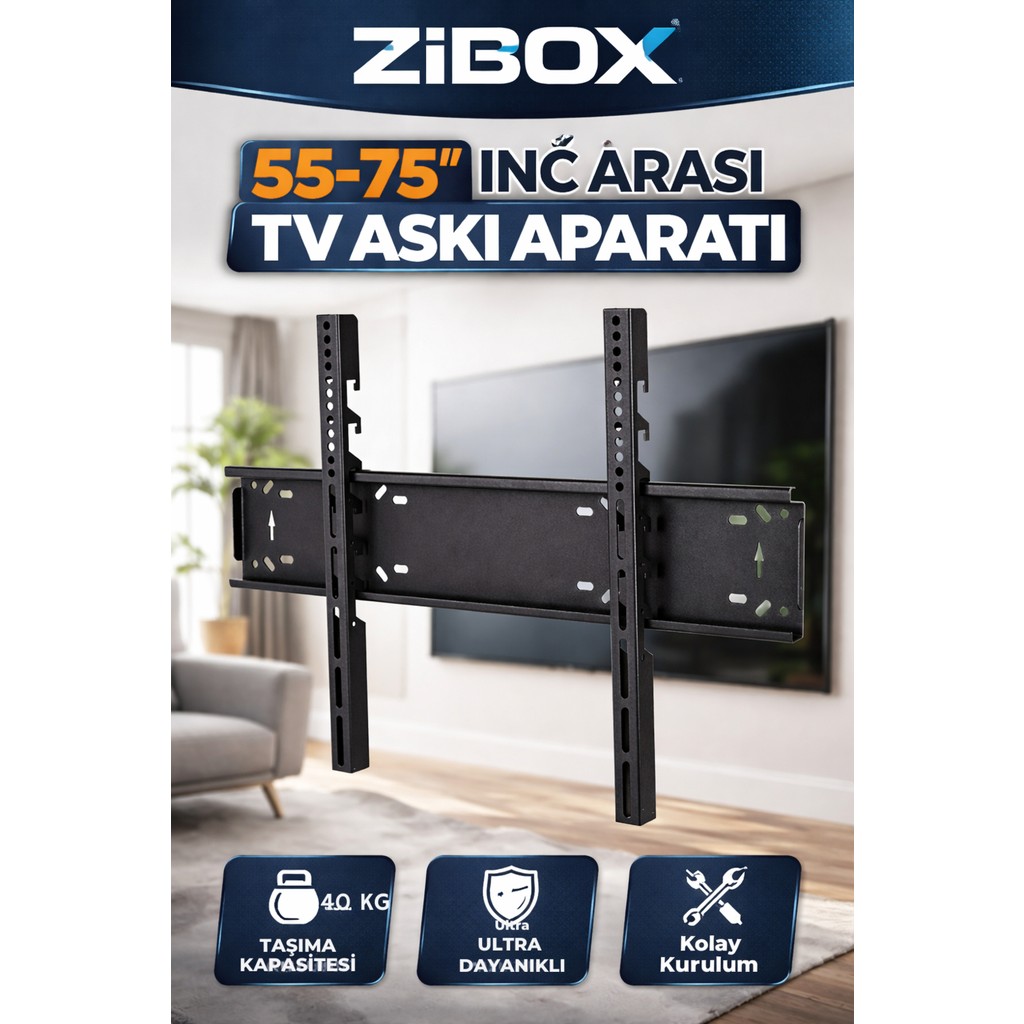 Zibox 55-75 Inç Tv Duvar Askı Aparatı Tüm Tv'ler Ile Uyumlu TV Aksesuarları Fiyatı