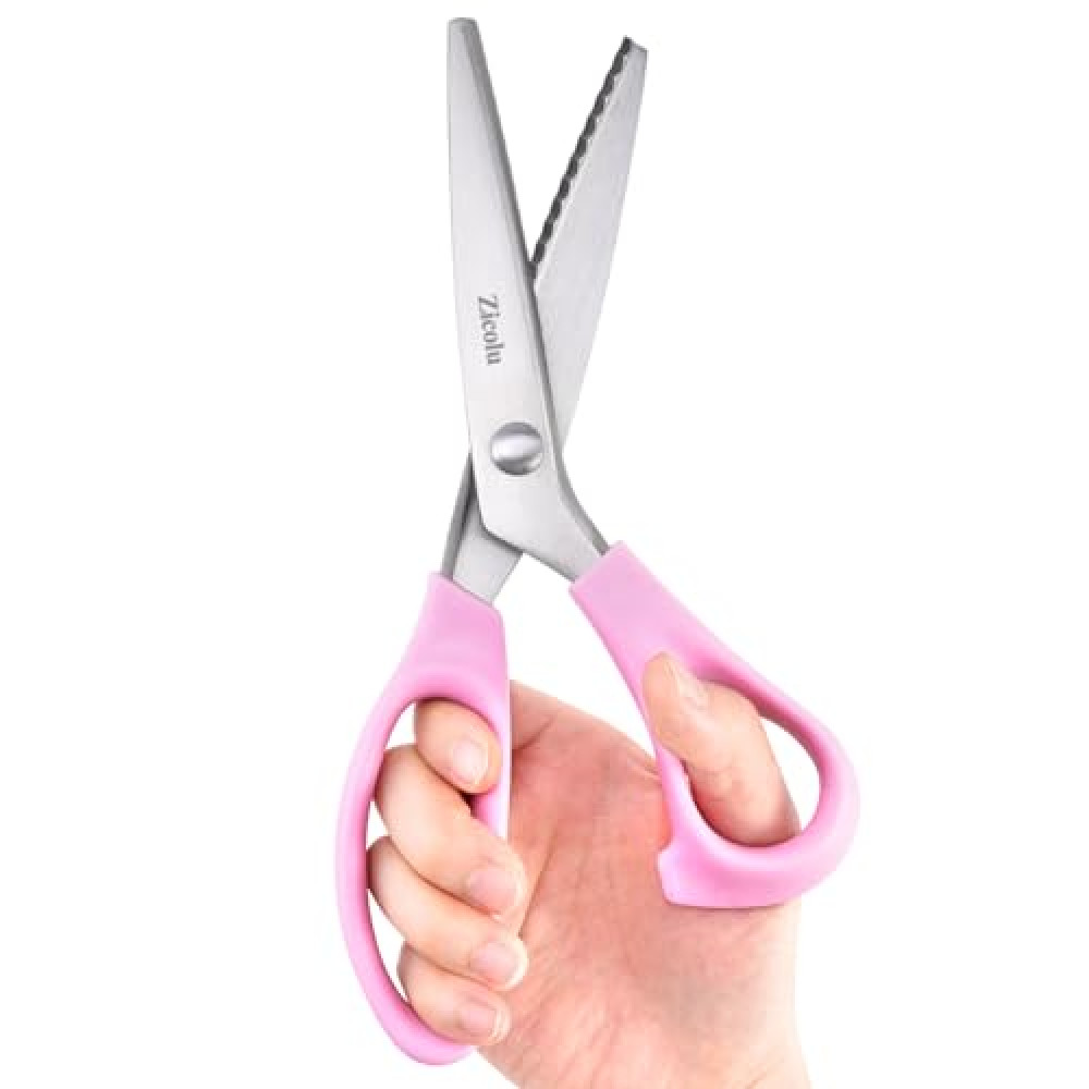 Zicolu Sewing Pinking Shears for Fabric Cutting, 9" Zig Zag Scissors for lace wig, Craft Scissors Decorative Edge Paper, Ideal for Tailor, Quiltiing, Dressmaking, Scrapbooking, Home DIY, Arts&Crafting