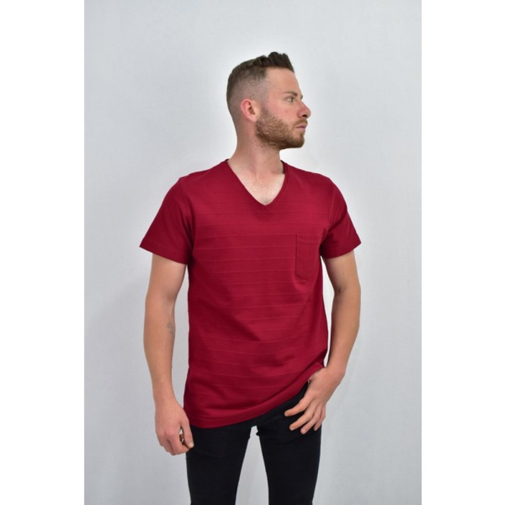 Zidan Life E-111 V Yaka Cep ve Nakışlı Erkek T-Shirt Erkek T-shirt Fiyatı