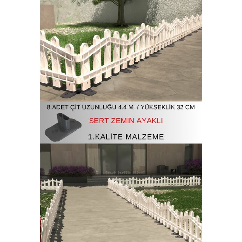 Zidi Plastik Dekoratif Plastik Alan Bölme ve Alan Oluşturma Çiti 8 Adet Çit 4.4 Metre - Beyaz Bahçe Çiti Fiyatı