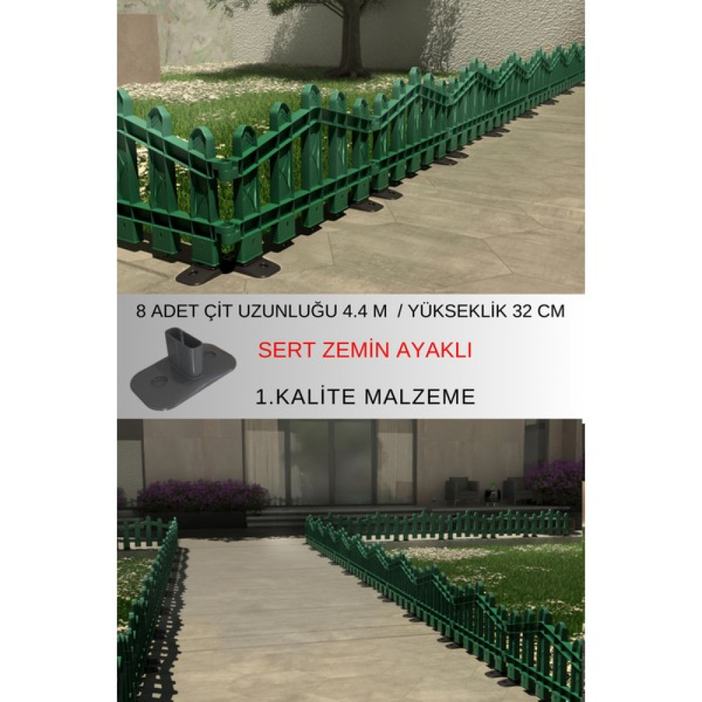 Zidi Plastik Dekoratif Plastik Alan Bölme ve Alan Oluşturma Çiti 8 Adet Çit 4.4 Metre - Yeşil Bahçe Çiti Fiyatı