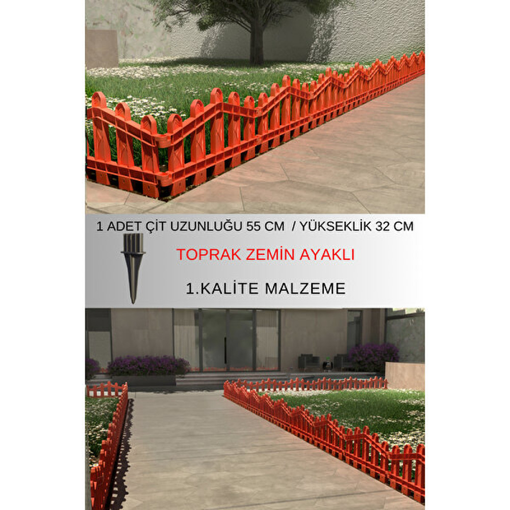 Zidi Plastik Dekoratif Plastik Bahçe Çiti – Peyzaj Çiti 1 Adet Çit (G: 0,55 Metre Y: 0,32 Metre) - Kahverengi Bahçe Çiti Fiyatı
