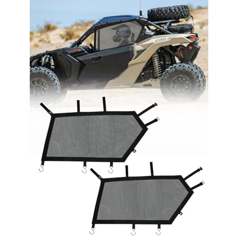 ZIDIYORUO X3 Window Net Left & Right Upper Door Window Screen, Compatible with 2017-2024 Can Am Maverick X3 & X3 Max Front Window, OE Replace #715004694, Polyester Mesh w/ Aluminum Frame & Hooks