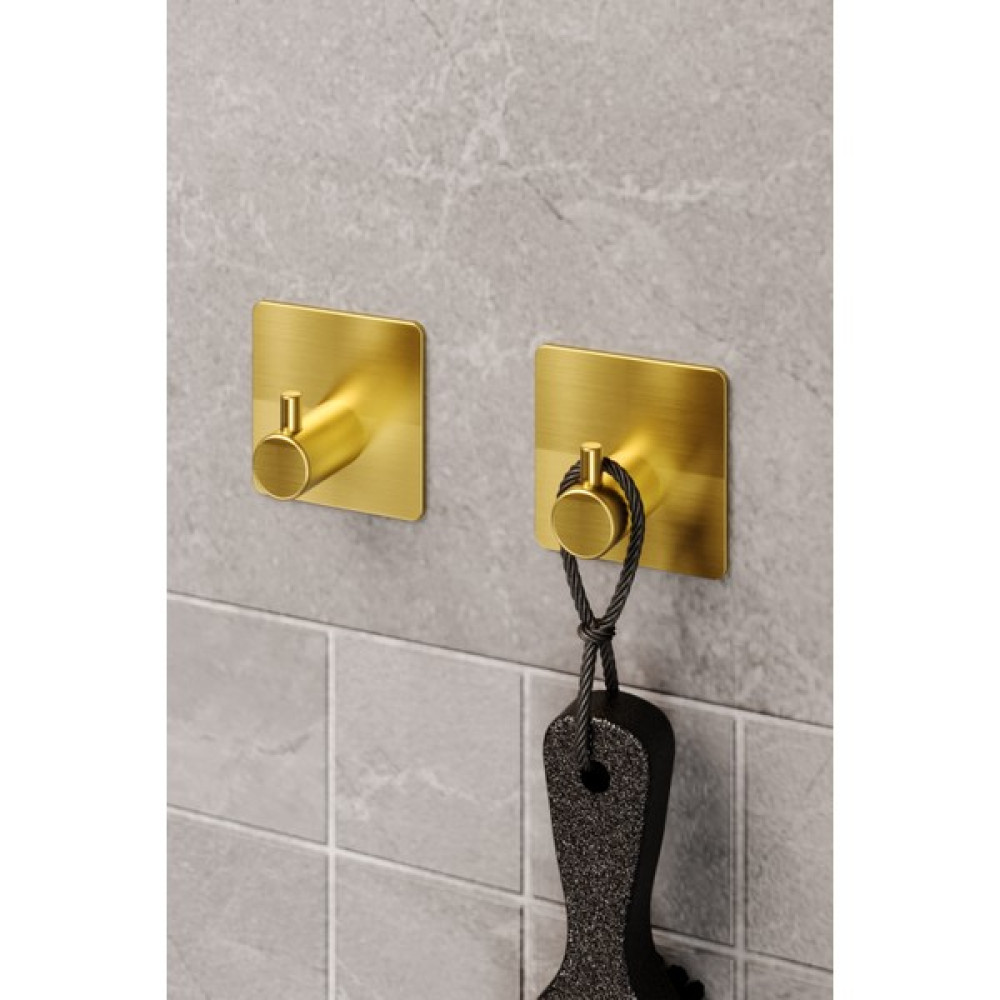 Zift Unique 2 Adet Paslanmaz Çelik Gold Havlu Askısı- Yapışkanlı Çok Amaçlı Havluluk -Lif & Bornoz & Havlu Asacağı Banyo Askılık Fiyatı