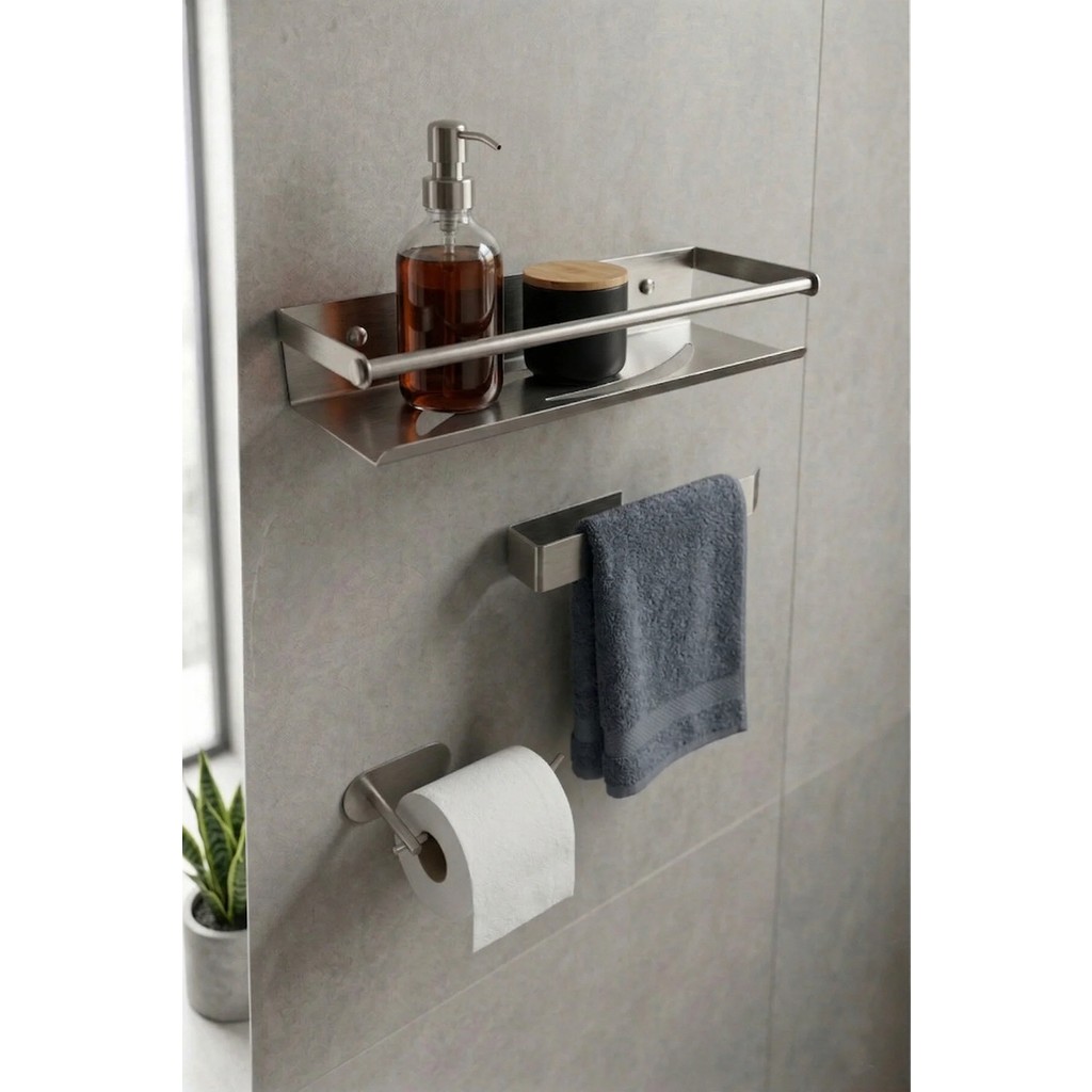 Zift Unique Yapışkanlı Banyo Aksesuar Seti , Paslanmaz Çelik Tuvalet Banyo Havlu Askısı , Raf , Stand El / Yüz Havlusu Fiyatı