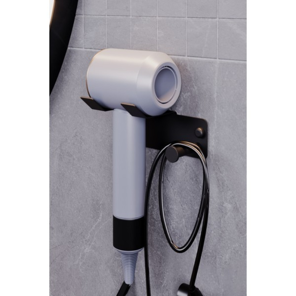 ZiftUnique Paslanmaz Çelik Siyah Fön Makinesi Askısı, Saç Kurutma Makinesi Tutacağı, Yapışkanlı & Vidalı Çift Seçenek Banyo Askılık Fiyatı