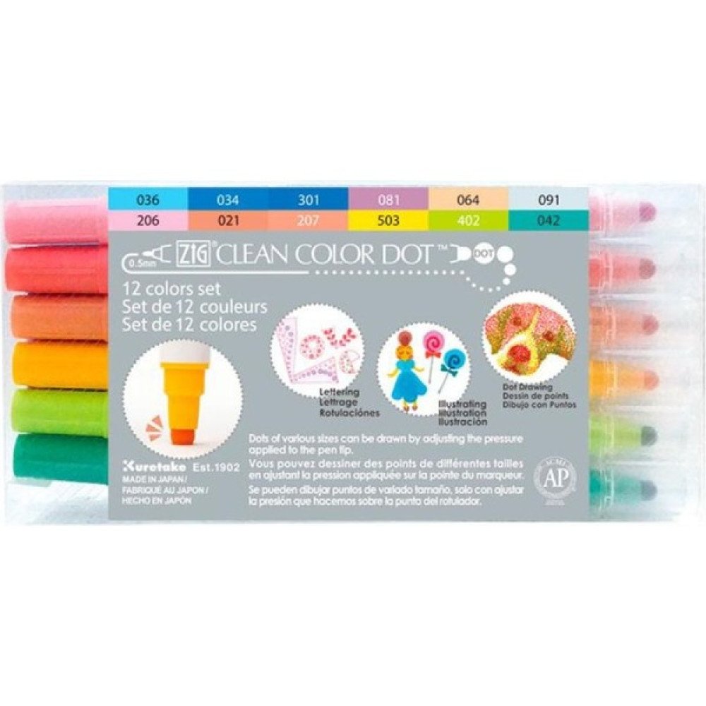 Zig Clean Color Dot 12'li Çift Taraflı Keçeli Kalem Seti - Renkli - Standart Keçe Uçlu Kalem Fiyatı