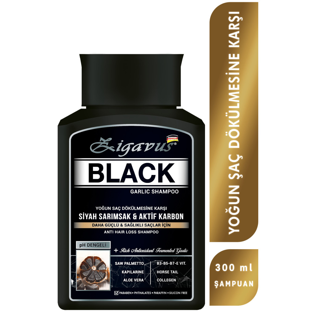 Zigavus Black - Siyah (Kara) Sarımsaklı - Aktif Karbonlu Şampuan 300 ml Şampuan ve Saç Kremi Fiyatı