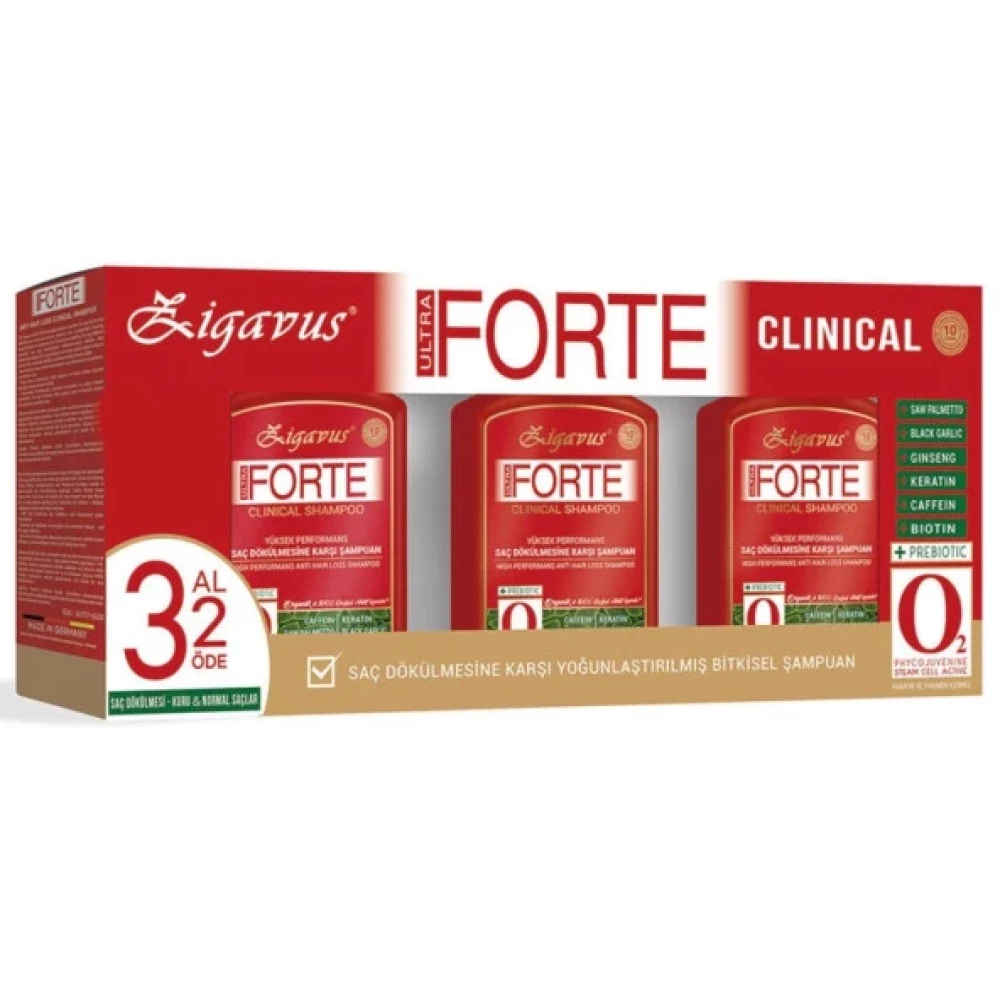 Zigavus Forte Ultra Clinical Kuru Ve Normal Saçlar İçin Dökülme Karşıtı Şampuan 3X300 Ml Şampuan ve Saç Kremi Fiyatı