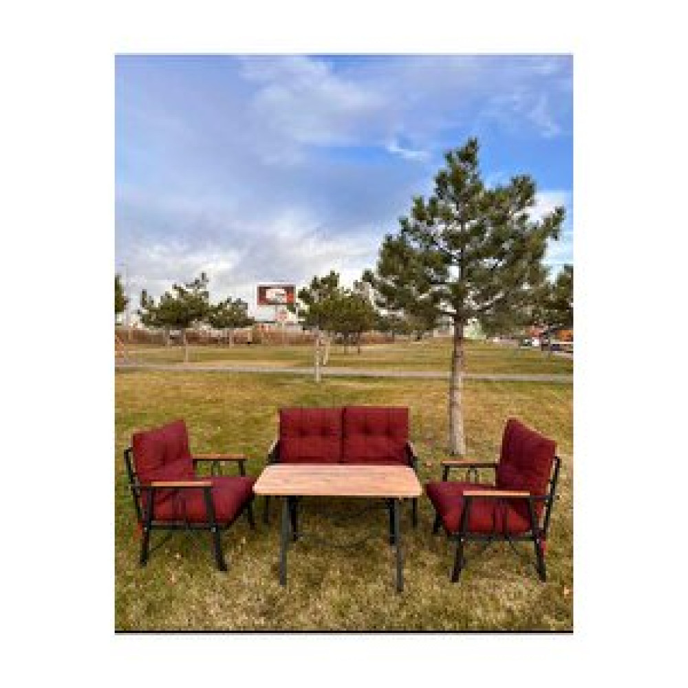 Zigonzi 2+1+1 Bordo, Masalı, Balkon, Bahçe Takımı Bahçe Mobilyası Takımı Fiyatı