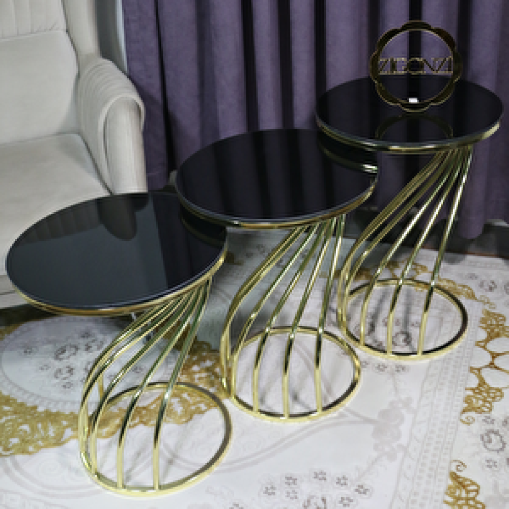 Zigonzi Kuğu, Siyah Cam, Gold Metal Zigon Sehpa Fiyatı